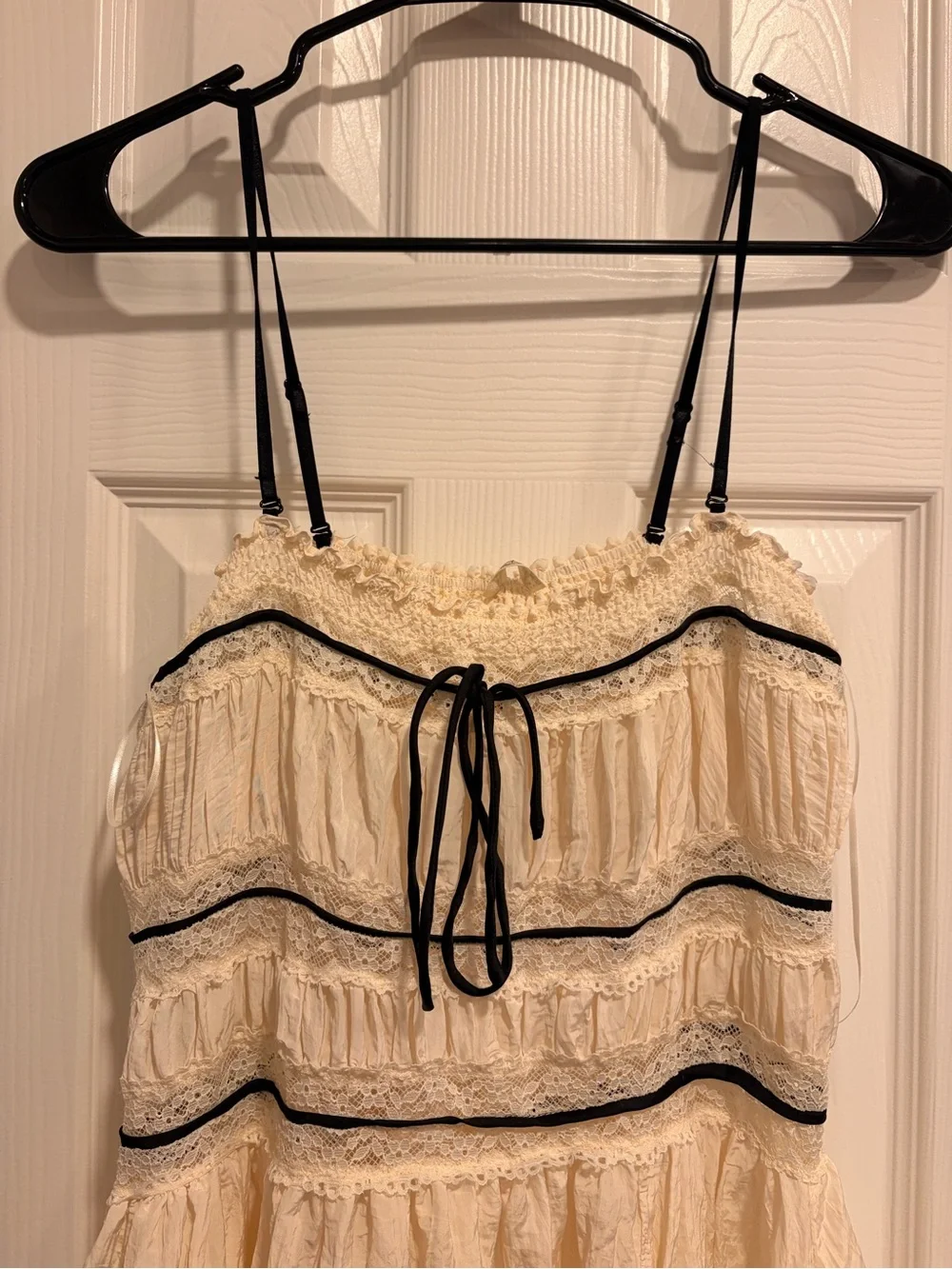 FREE PEOPLE Intimately - Pretty Please Maxi Slip Cream Black Size Small